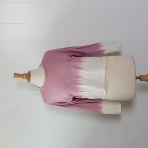 Lightweight Crop Sweatshirt / Size Large / 100% Cotton  / Mauve & Cream